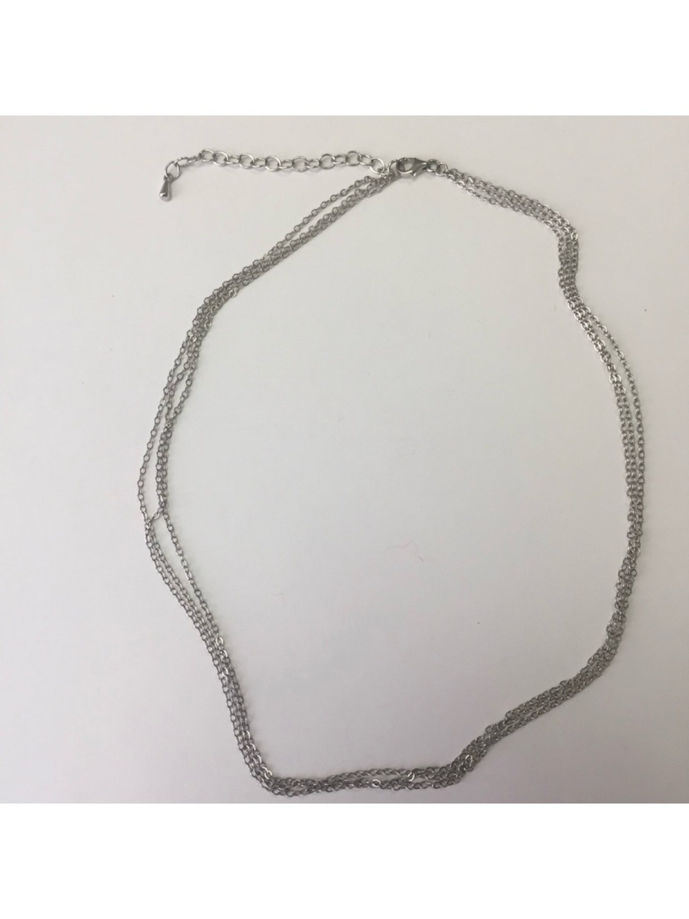 NECKLACE STERLING SILVER TRI-CHAIN SIGNED 925 CHOKER 16.5” 4.5 g